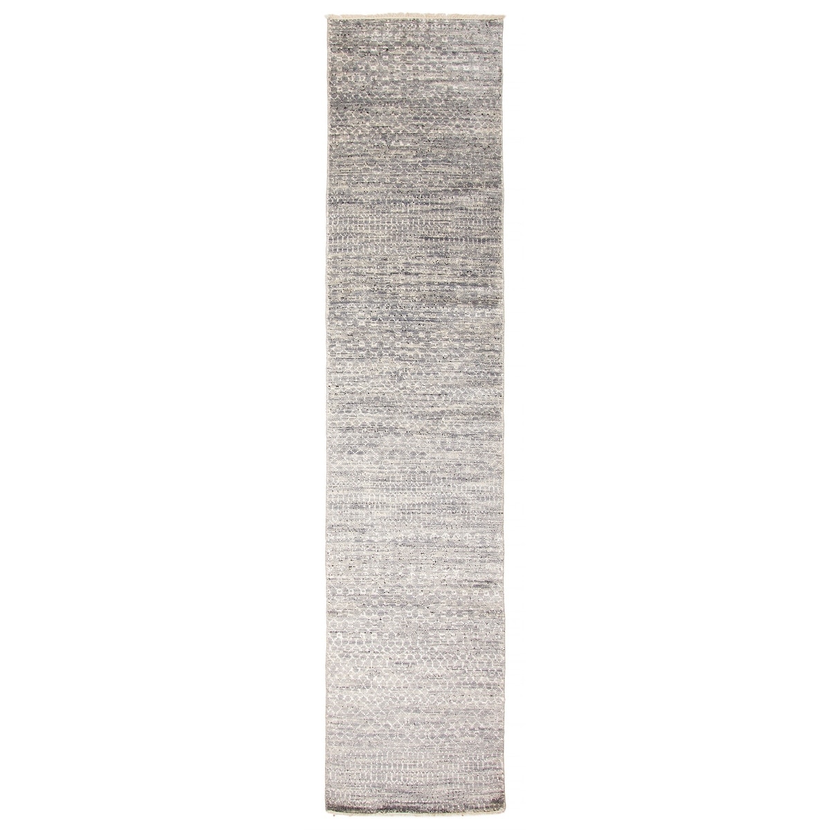 ECARPETGALLERY Hand-knotted Silk Shadow Grey Viscose, Wool Rug - 2'7 x 11'10