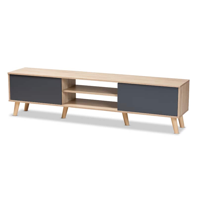 Clapton Two-Tone Grey and Oak Brown Finished Wood TV Stand