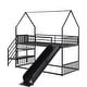 preview thumbnail 9 of 11, Convertible Twin over Twin Metal House Bunk Kids Bed with Slide,Full-length Guardrail and Storage Staircase