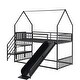 preview thumbnail 22 of 24, House-Design Twin over Twin Metal Bunk Bed with Slide and Staircase,Modern Style
