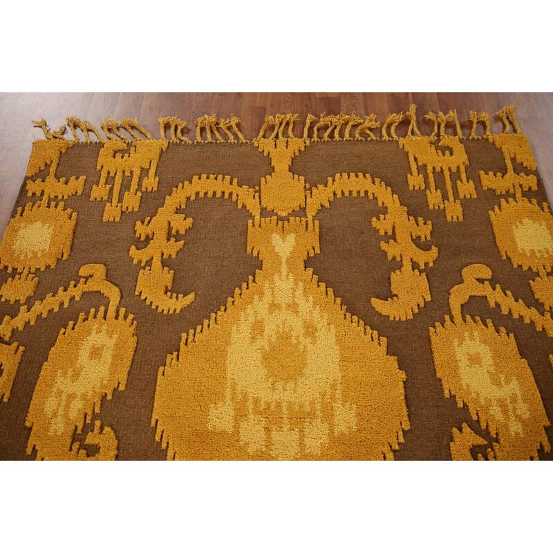 Gold Moroccan Indian Area Rug Hand-Knotted Wool Carpet - 5'0"x 8'0"