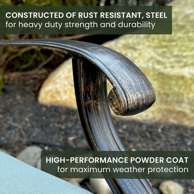 Hanover Traditions 5-Piece Dining Set in Blue with 47 In. Glass-top Table