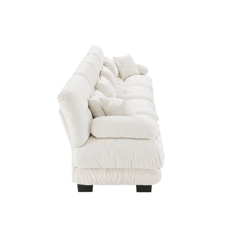 Roomfitters 4-Seater Modular Chenille Sofa, Deep Seat Cloud Couch with Round Bolster Armrests