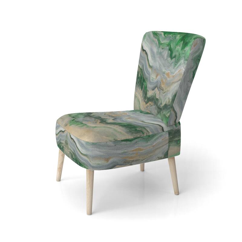 Designart "Coast Blue Sea Waves Watercolour" Upholstered Abstract Accent Chair - Modern Arm Chair For Bedroom