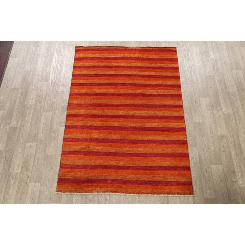 Modern Striped Gabbeh Kashkoli Oriental Area Rug Wool Hand-knotted - 5'5" x 7'8"