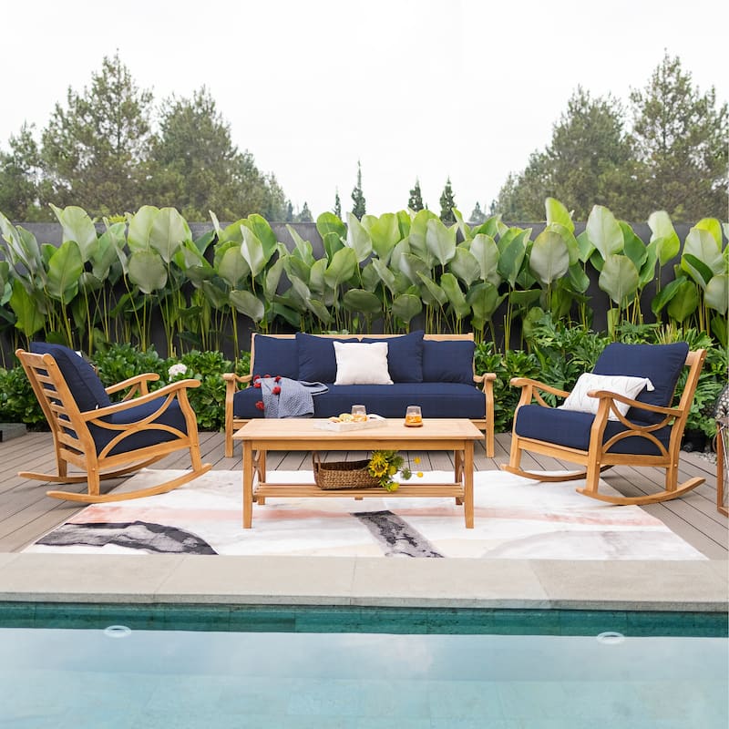 Cambridge Casual Lowell Teak Outdoor Rocking Chair with Cushion