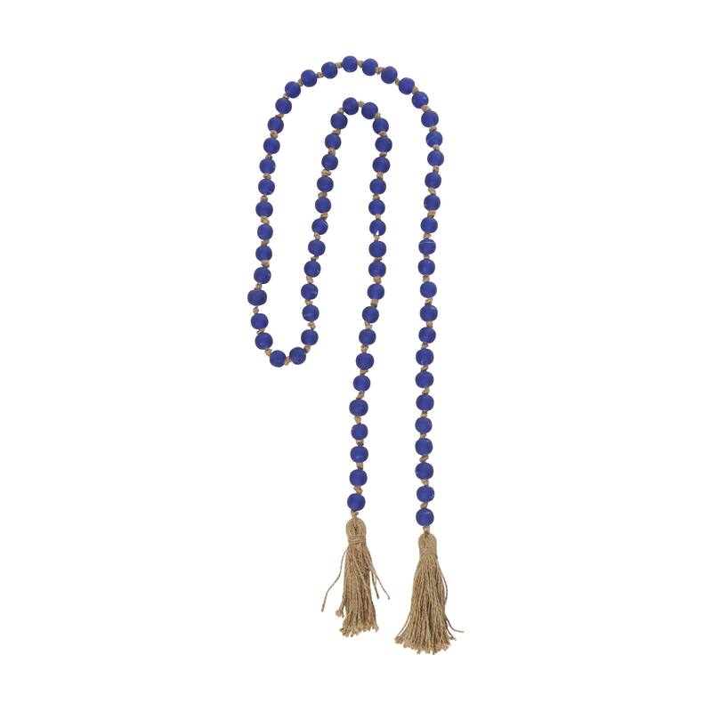Glass Handmade Round Long Frosted Beaded Garland with Tassel with Knotted Brown Jute - Various Colors - Roche River Decor