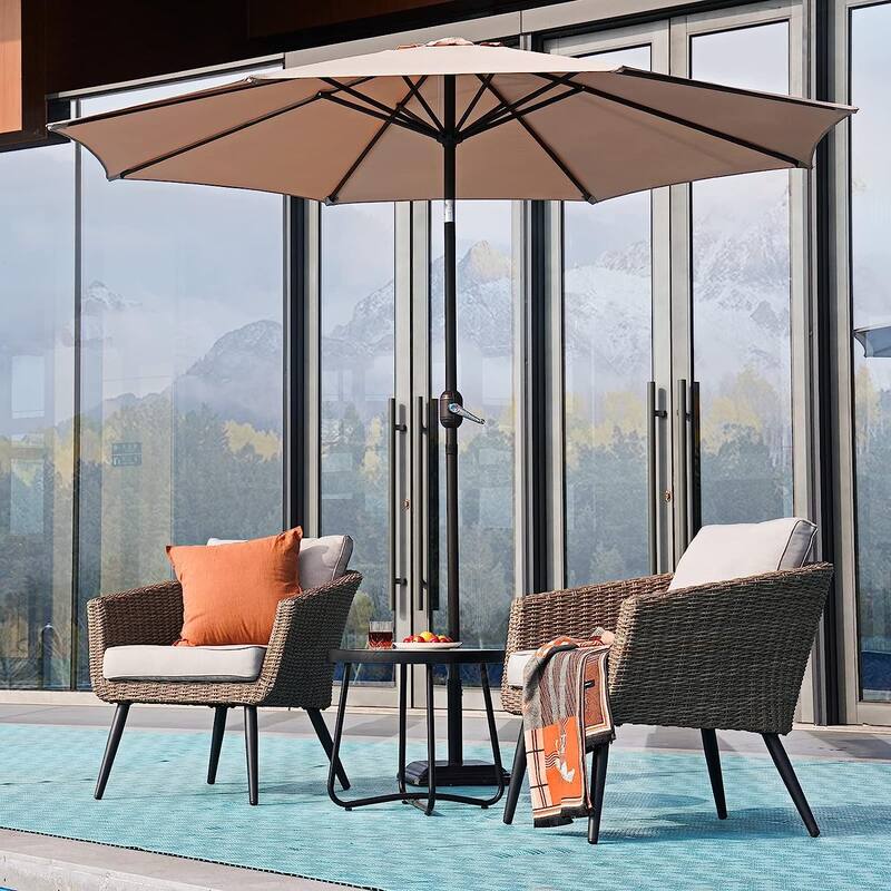 Patio 9FT Enhanced Aluminum Patio Umbrella, UV Protected outdoor Umbrella with Auto Crank and Push Button Tilt