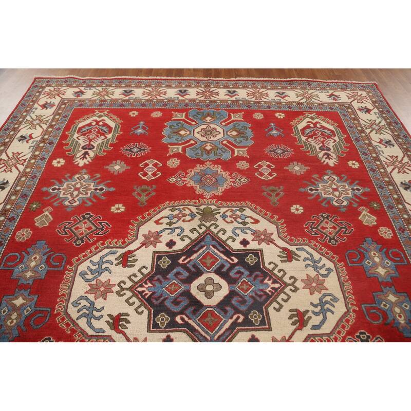Traditional Kazak Oriental Area Rug Handmade Red Wool Carpet - 8'7"x 11'3"