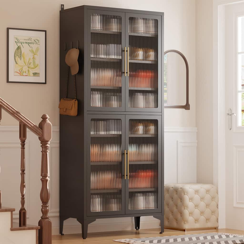 8-Tier Modern Shoe Storage Cabinet with Doors and Adjustable Shelves, Thickened Cold-rolled Steel Frame