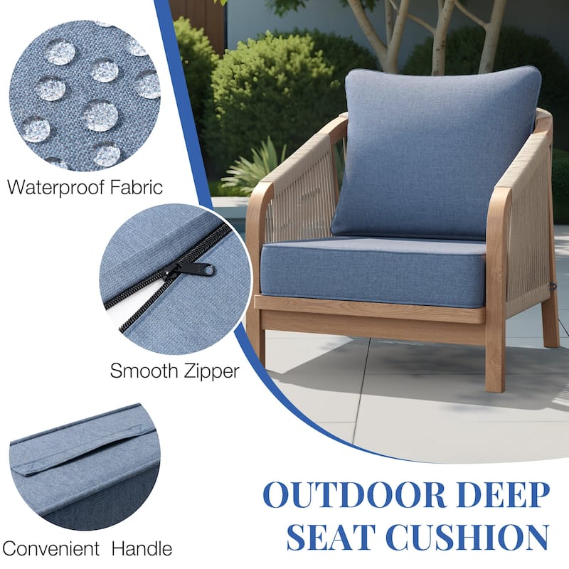 24''Wx24''Dx20''H Patio Premium Sunbrella Outdoor Seat Cushions Set (Seat & Back)