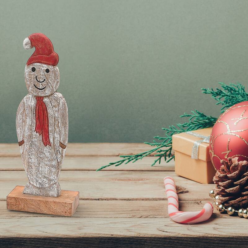 Christmas Mango Wood Snowman On Base - Bed Bath & Beyond - 38431757