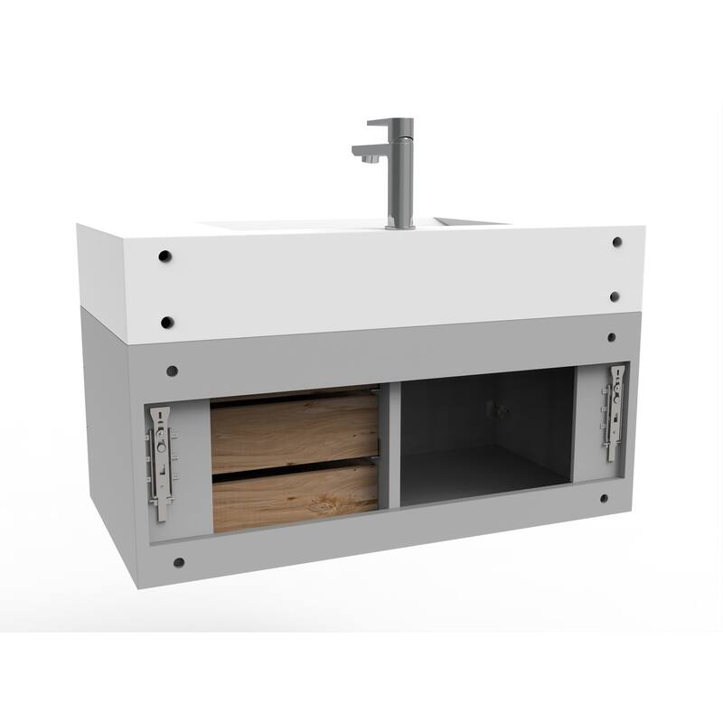 Nile 36-Inch Wall Mounted Bathroom Vanity Set w/ White Top