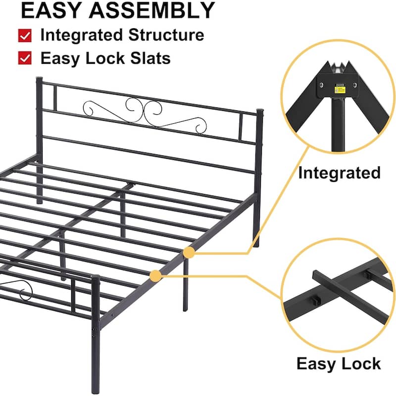VECELO Premium Platform Bed Frame with Headboard,Easy Set-up Twin/Full/Queen Size Bed