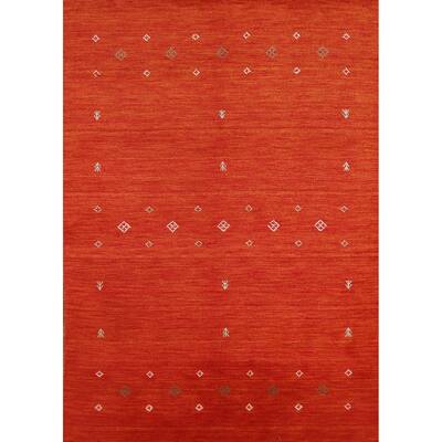 Orange Gabbeh Indian Rug Handmade Modern Wool Carpet - 4'7" x 6'5"
