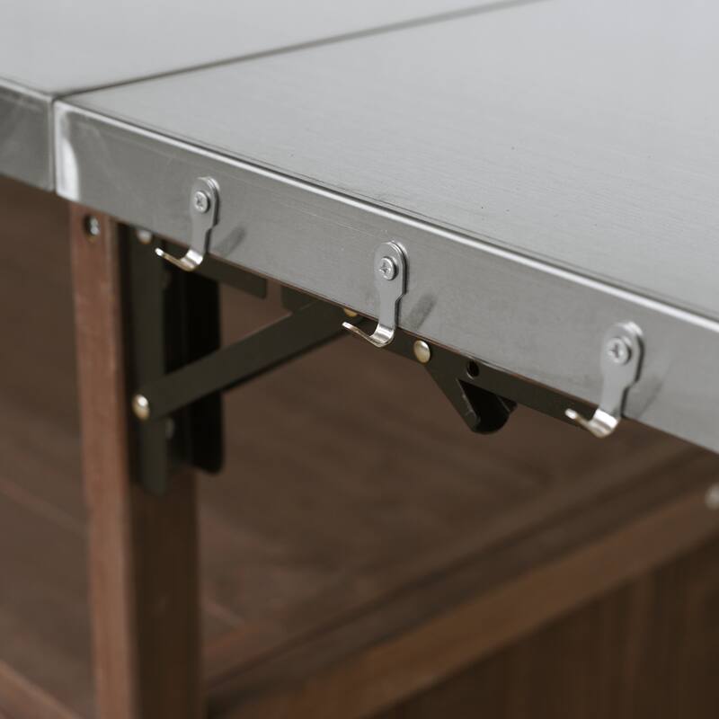 Christopher Knight Home - 54.33" Solid Wood Mobile Outdoor Kitchen Cart with Stainless Steel Top & Spice Rack & Lockable Wheels