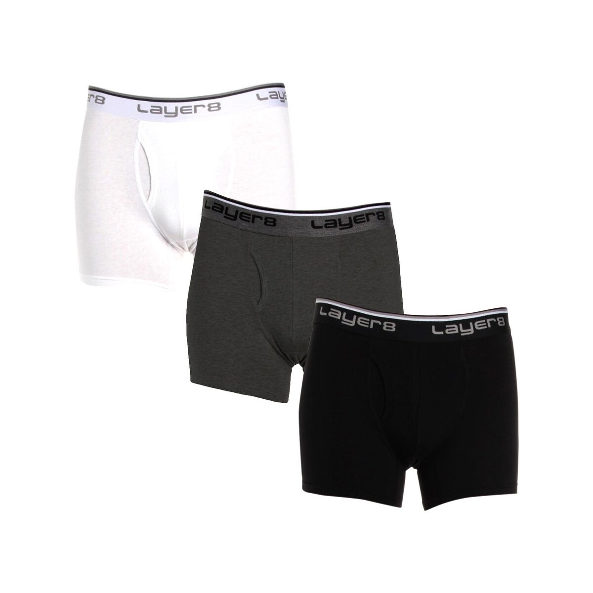 Shop Layer 8 Mens Boxer Briefs 3 Pack Tagless Overstock 27754742