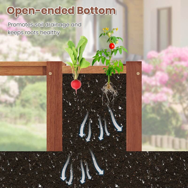 Costway 1/2 PCS Hardwood Flower Box with Bench Spacious Seat