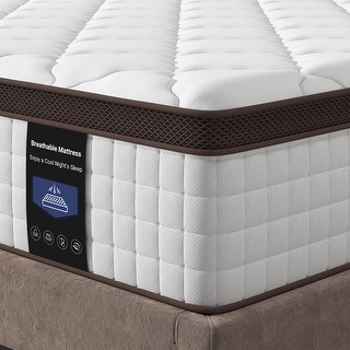 14" Hybrid Mattress - Bamboo Charcoal Gel Memory Foam & 5-Zone Pocket Coil Support, Medium Firm, 100-Night Trial