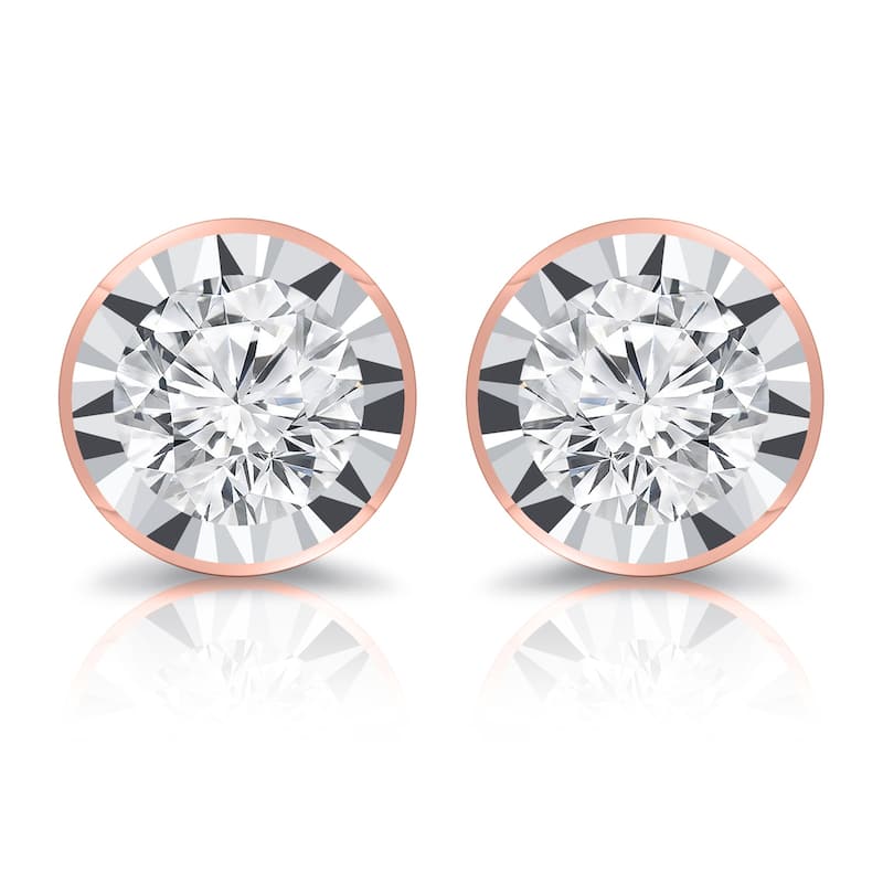 Auriya 1/2ctw Bezel-set Diamond Stud Earrings 14k Gold (G-H, SI1-SI2)