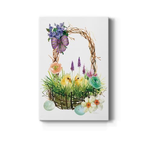 Spring Chick Basket Premium Gallery Wrapped Canvas - Ready to Hang