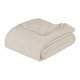 preview thumbnail 1 of 8, Superior Milan Cotton Textured Striped Lightweight Woven Blanket California King - Ivory