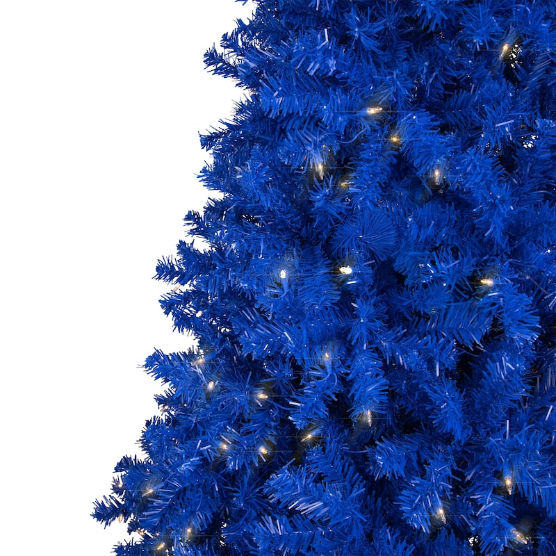 Pre-Lit Medium Pine Artificial Christmas Tree - 6' - Royal Blue - Clear Lights - 6 Foot