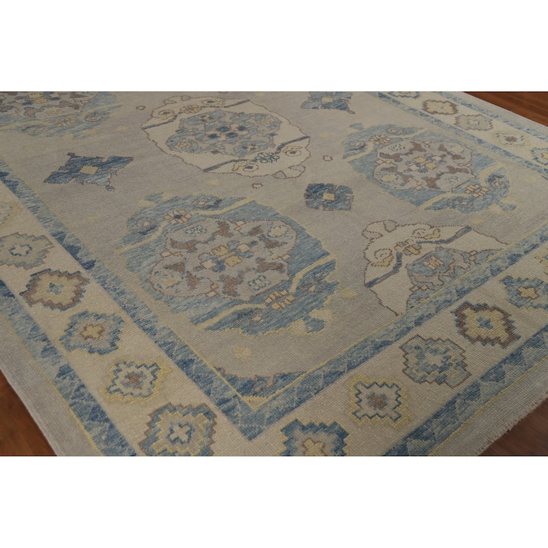 Hand Knotted Oriental 100% Wool Carpet Transitional All-Over Beige & Ivories Oushak Area Rug - 10' 9'' X 8' 5''