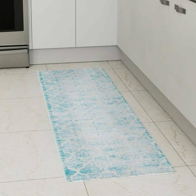 Contemporary Richye Collection Area Rug - Teal - 2'2"x6'1"