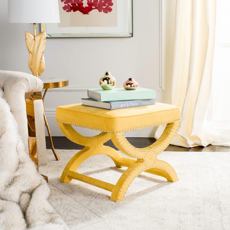 SAFAVIEH Dante X-Bench Yellow Ottoman