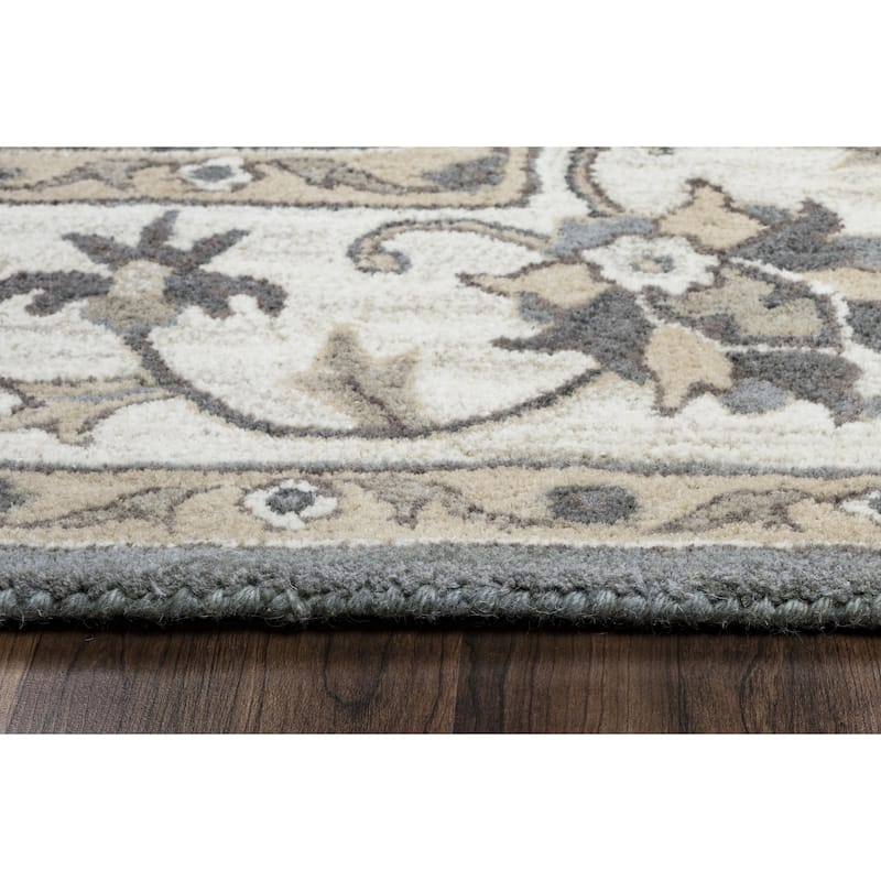 Alora Decor Liberty Traditional Hand-Tufted Bordered Grey/Tan Area Rug