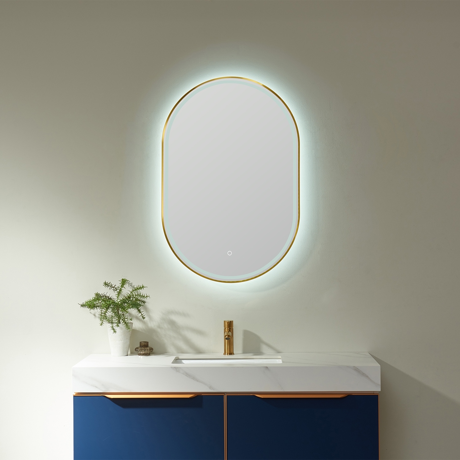 Vinnova 24" " Oval LED Lighted Accent Bathroom / Vanity Wall Mirror