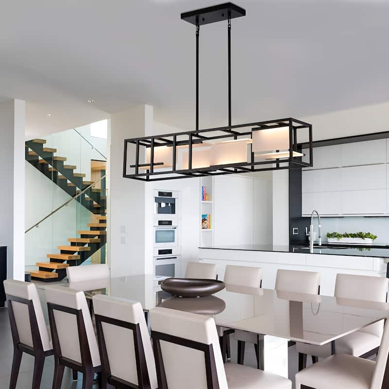 LED 40 Inch Kitchen Island Pendant Light, Black Ceiling Scifi Linear Light