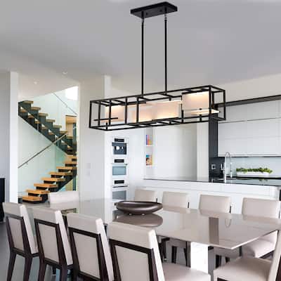 LED 40 Inch Kitchen Island Pendant Light, Black Ceiling Scifi Linear Light