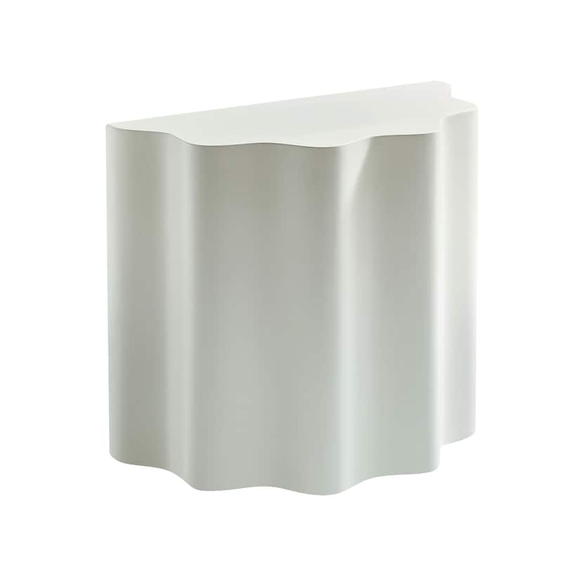 2PCS Set Modern Fiberglass Side Tables - Wavy Edges Design, No Assembly Required - Stylish End Tables for Living Room, Bedroom
