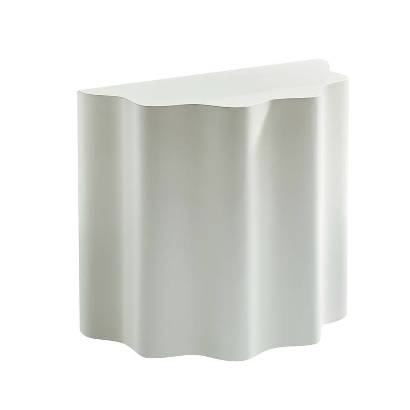 2pc Wavy Edge Fiberglass Side Table Set Modern Coffee End Tables for Living Room Bedroom No Assembly Needed