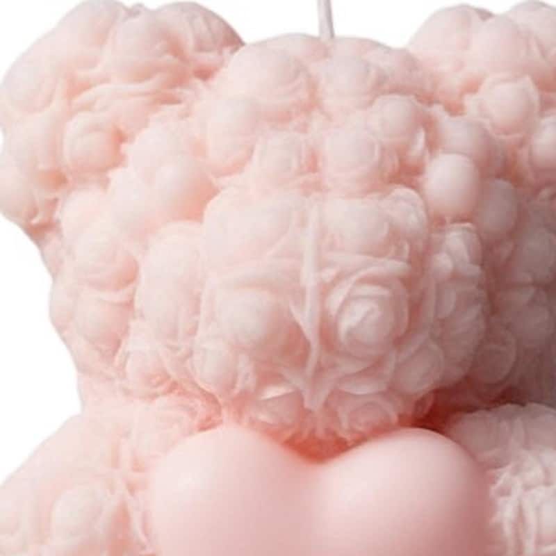 4" Pink Sandalwood Scented Dimensional Teddy Bear Candle