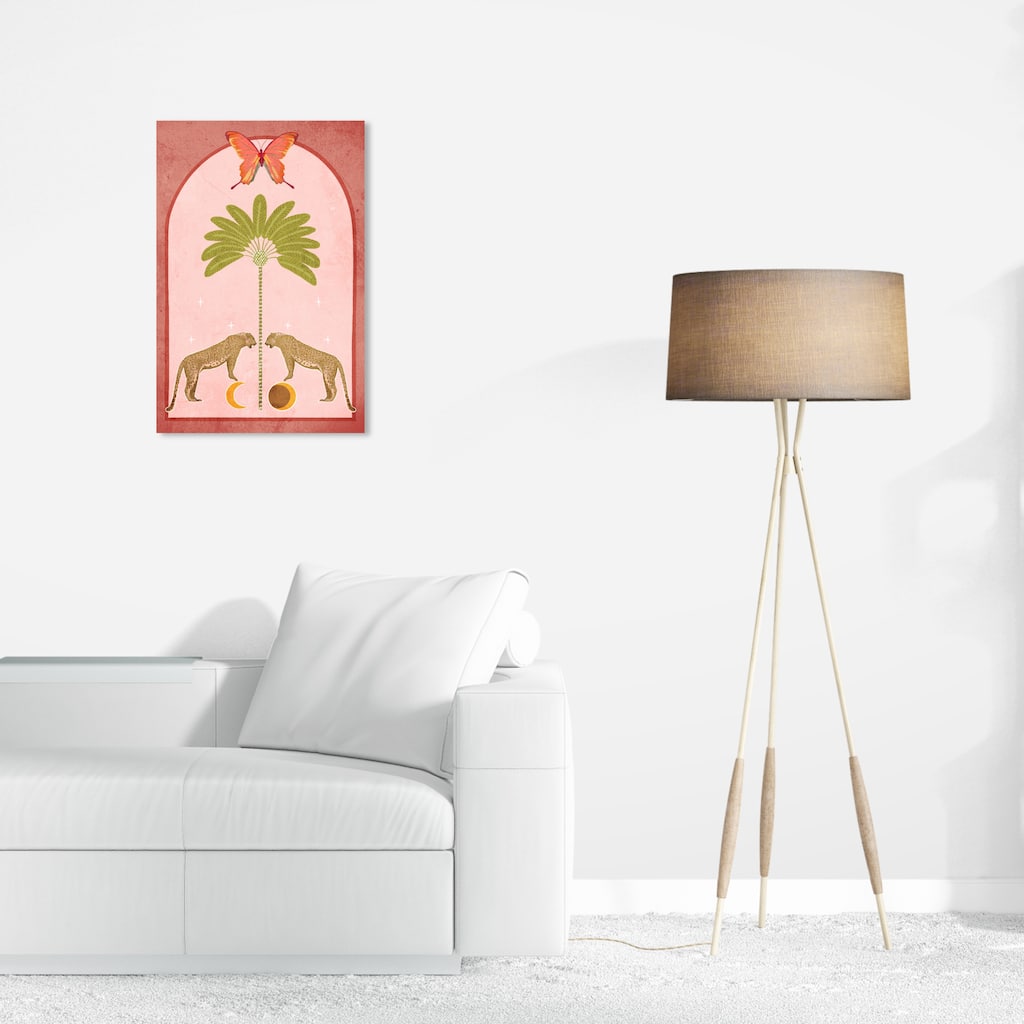 Wynwood Studio Canvas Animals Magical Twin Leopards Pink and Modern & Contemporary Wall Art Canvas Print