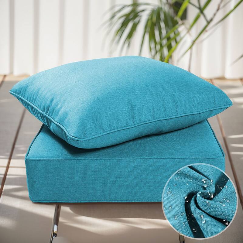 Gymojoy 24"x22"x6" Patio Thick Cushions & Pillows Set - Deep Seat Indoor/Outdoor Water & Fade Resistant