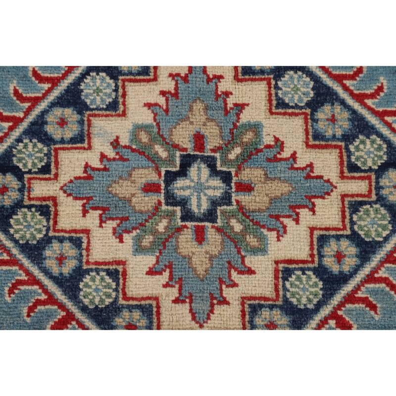 Light Blue Traditional Kazak Area Rug Handmade Wool Carpet - 6'8" x 9'6"