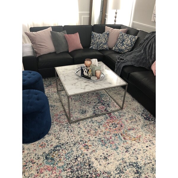 Top Product Reviews For Silver Orchid Hasmik Square Faux Marble Coffee Table 23122983 Overstock