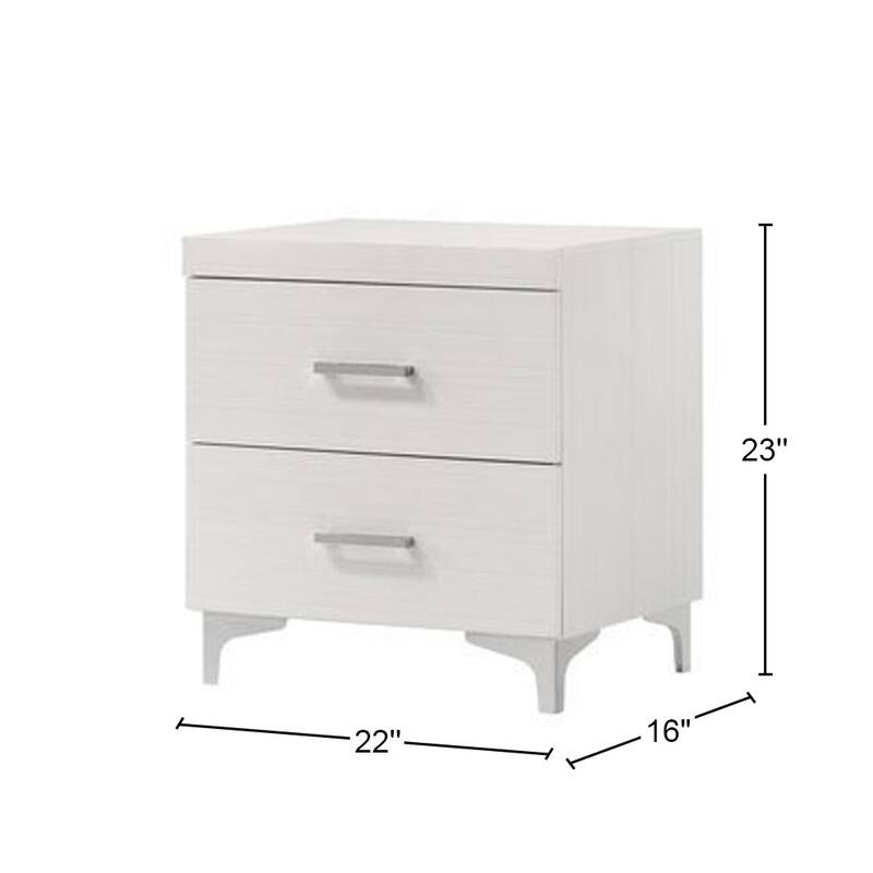 2 Drawers Nightstand with Metal Legs