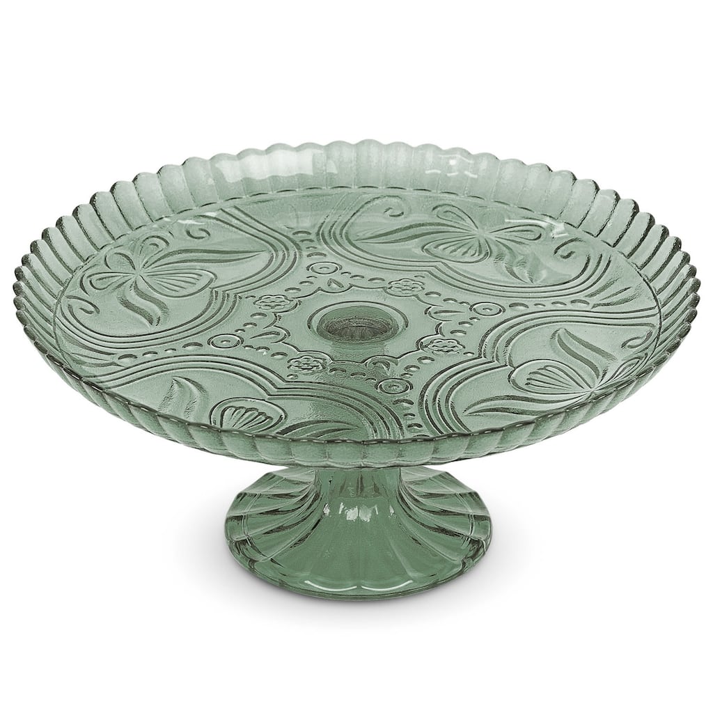 Amici Home Flower 10 In Footed Glass Cake Stand - 10” D x 4” H