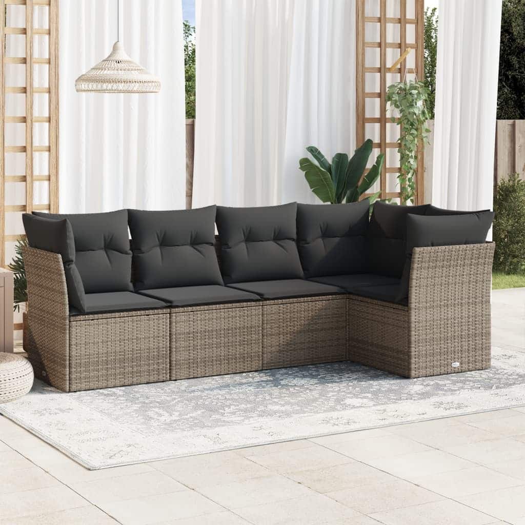 vidaXL Garden Sofa Set Grey PE rattan Large UV-resistant materials - 24.4 x 24.4 x 27.2