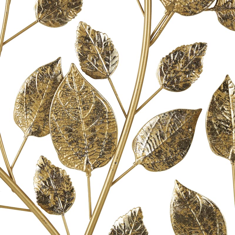 Metal Leaf Large Metallic Wall Decor - Gold - Roche River Decor