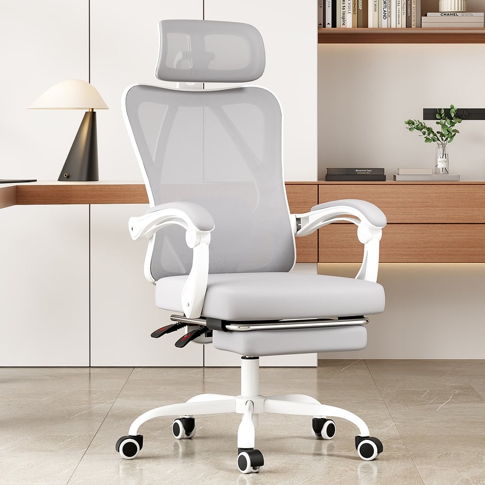 Ergonomic Office Chair with Footrest, Office Desk Chair with Headrest, High Back Computer Chair with Adjustable Lumbar Support