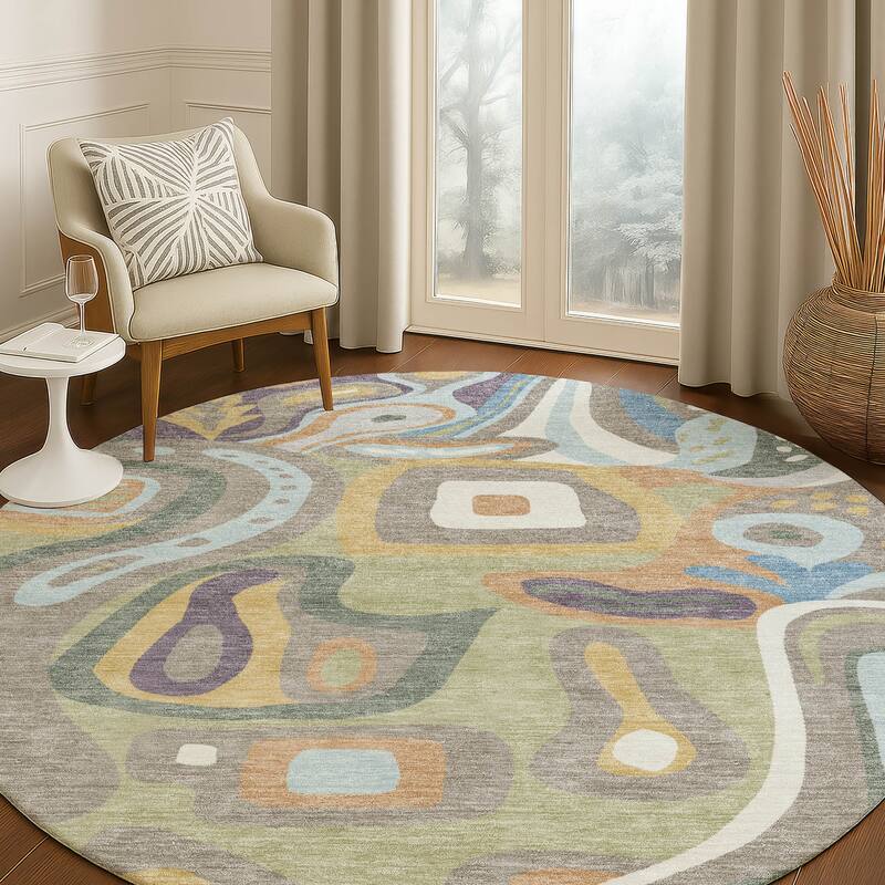 Machine Washable Indoor/ Outdoor Modern Picasy Chantille Rug