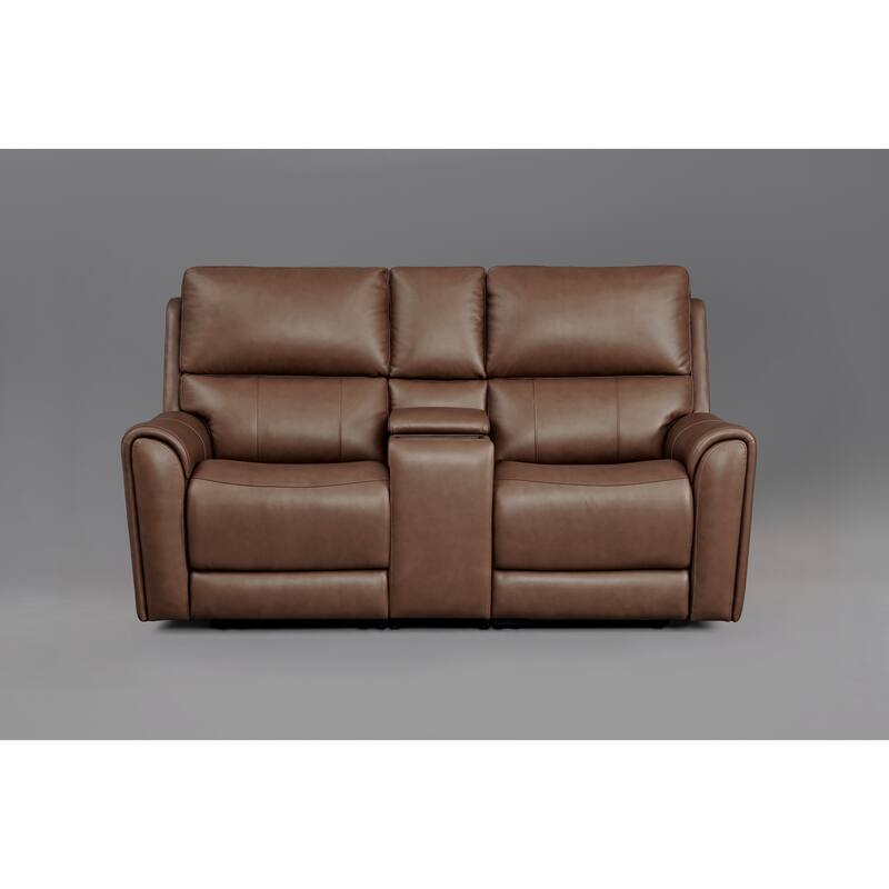 76'' W Top Grain Leather Triple Power Loveseats with Wireless charge & Zero Gravity - Light Brown