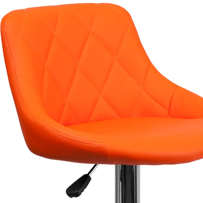 Vinyl Bucket Seat Adjustable Diamond Back Barstool (Set of 2) - 18.50"W x 19"D x 33.25" - 41.75"H