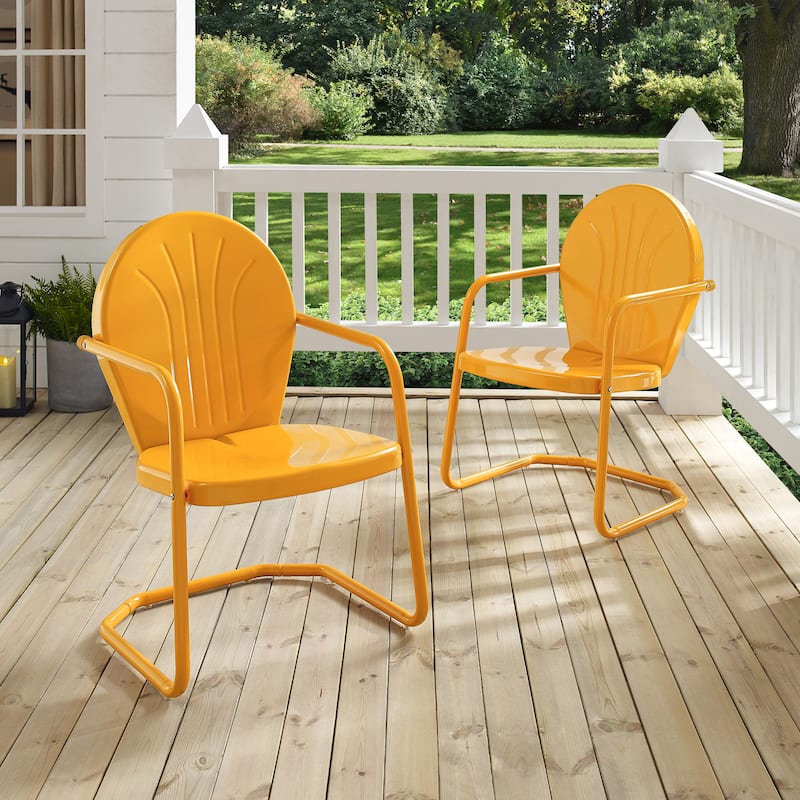 Crosley Griffith Metal Chair In Tangerine - 22 W x 28.2 D x 33.25 H